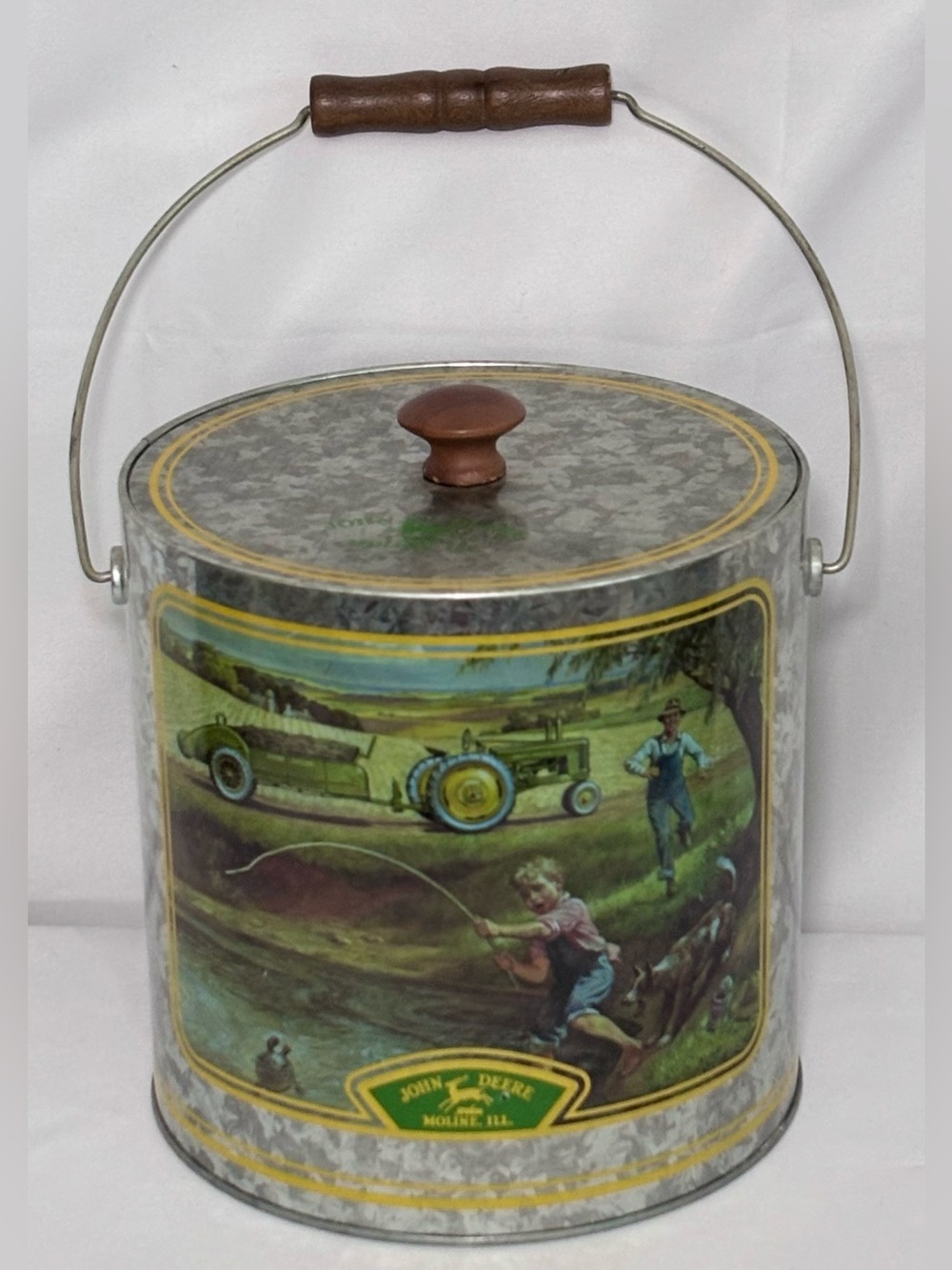 Vintage John Deere Lithographed Tin Ice Bucket